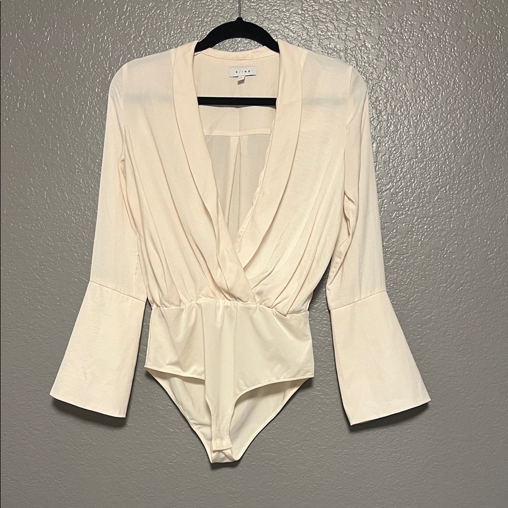 K/Lab Cream Draped Bodysuit